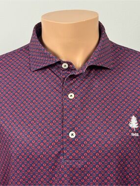 Turtleson Pinetree Country Club Men’s Golf Polo Shirt Blue Red Size L